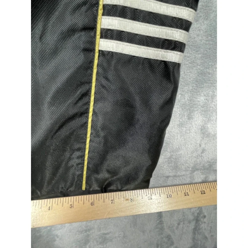 Adidas Vintage Track Pants Black Yellow Piping Stripe Snap Cuffs Lined Mens XL